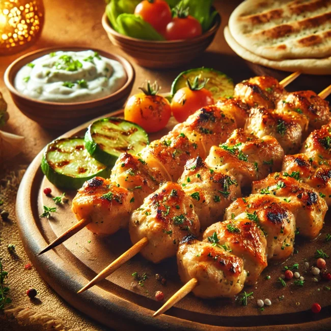 Chicken Skewers Marinated in Yogurt